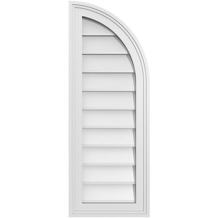 Ekena Millwork Quarter Round Top Right Surface Mount PVC Gable Vent w/ 2"W x 1-1/2"P Brickmould Frame, 12"W x 32"H GVPQR12X3202SN